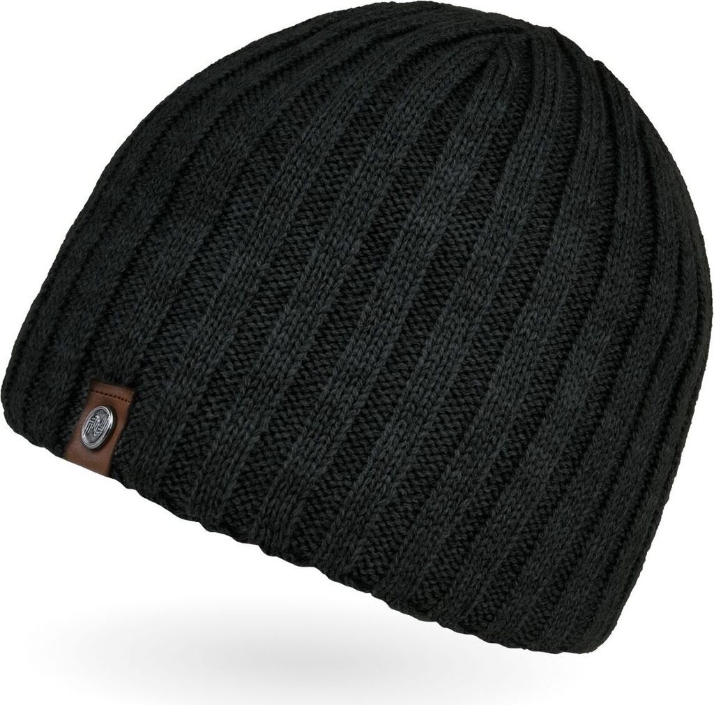 Herren Beanie Wintermütze Strickmütze Rippstrick Neverless schwarz