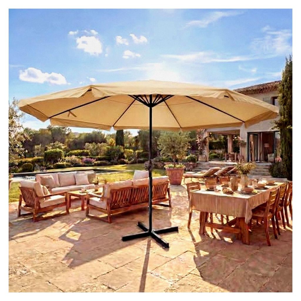 Sonnenschirm Meran Pro, Gastronomie Marktschirm mit Volant Ø 5m Polyester/Alu 28kg ohne Ständer
