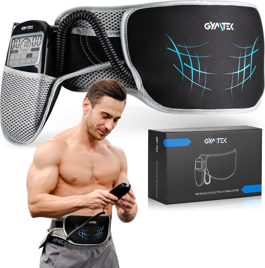 Gymtek Bauchtrainer Muskelstimulator Bauchmuskeltrainer - 10 Modi, 99 Intensitäten - EMS Trainingsgerät - Elektrisch, Einstellbar - Damen und H...