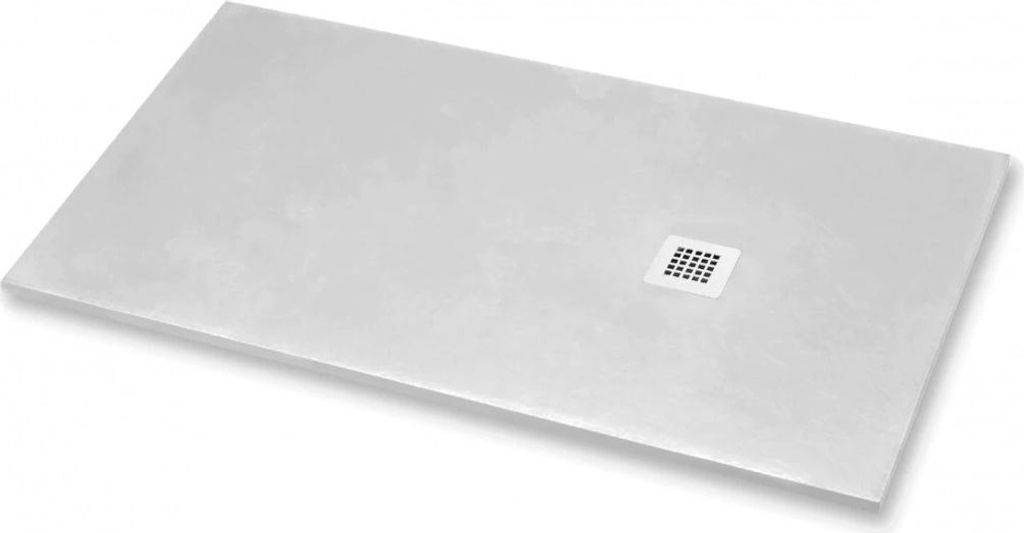 Duschwanne 95X130 cm Vulcano Line Slim Hellgrau Ral 7035 aus Kunstharz und Marmorpulver mit freiem Ablauf - FRASCIO