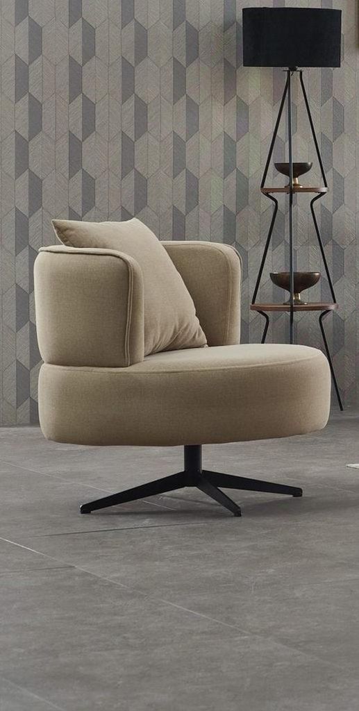 Wohnzimmer Sessel Einsitzer Polstersessel Stoff Luxus Beige Sitzer Möbel