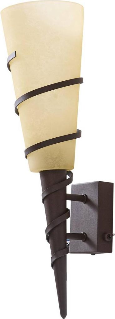 Lindby Wandleuchte Anouk, Höhe 44 cm, Glas, Metall, Fackel