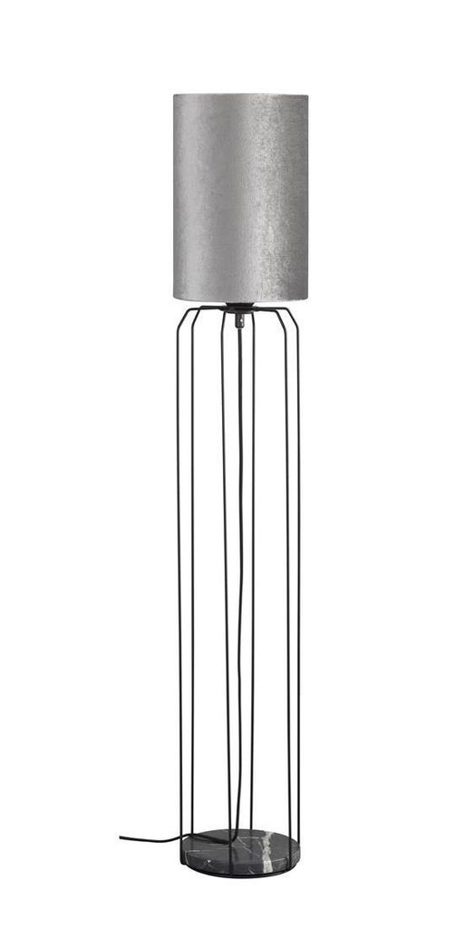 Stehlampe, Textil-Schirm, rund, silber, H 114 cm