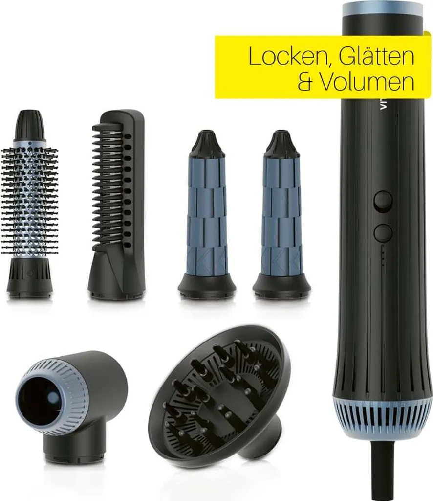 Sèche-cheveux 6-en-1 avec technologie flux d'air Air Curler Plus Noir