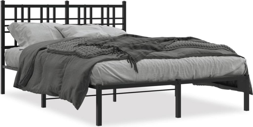 Maison Exclusive - Bettgestell mit Kopfteil Metall Schwarz 120x200 cm