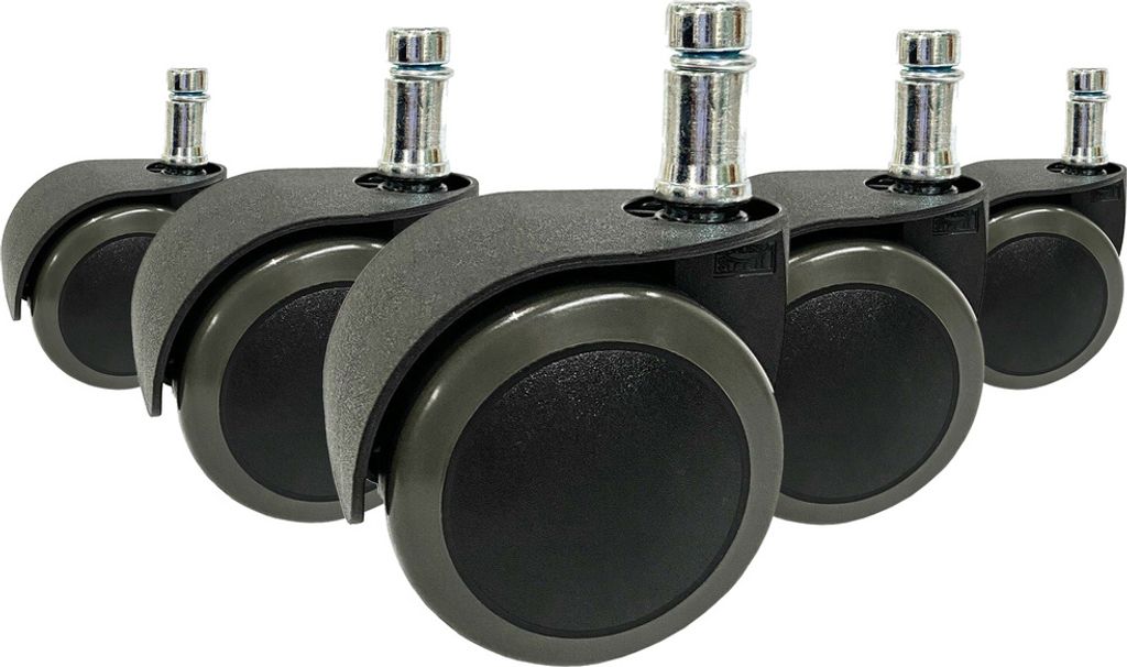 hjh OFFICE Stuhlrollen 5x ROLO EASY 11mm/50mm Ersatz Rollen Bürostuhl für Parkett, Laminat, Fliesen oder Steinboden