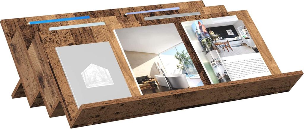 Eleganter Möbel Magazinregal mit Regal Altholz 90 x 53 x 28,5cm Holzwerkstoff - CJG786746 - Zeitungsständer