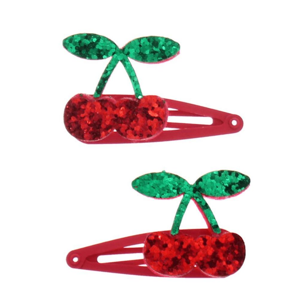 Glitzer Haarspange Kirsche Haarklammer 2-tlg. Set ca. 5,2 x 2,9 x 0,5 cm