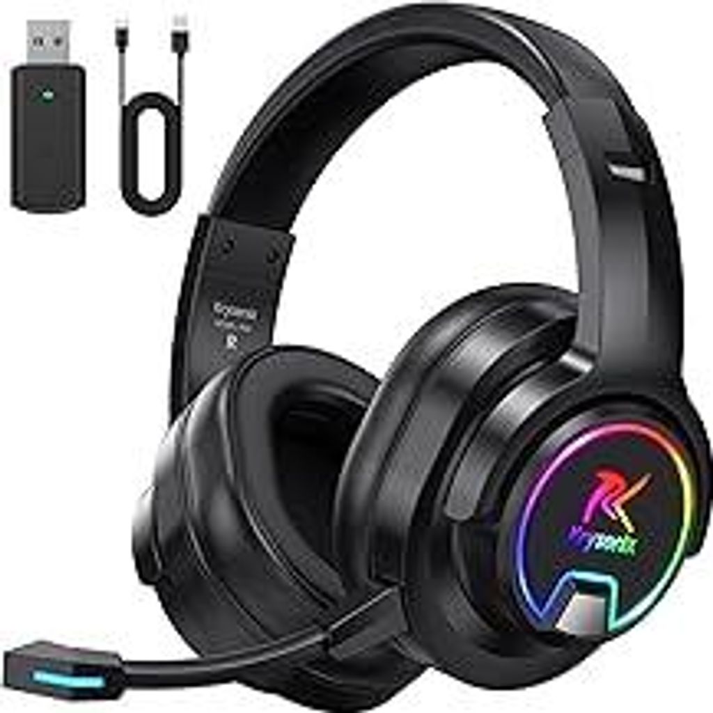 PG3 Gaming Headset Wireless für PS4, PS5, PC, Mac, Switch, 48H 2.4GHz Gaming Headset mit Noise Cancelling Mikrofon, Kabelloses Bluetooth Headset m...