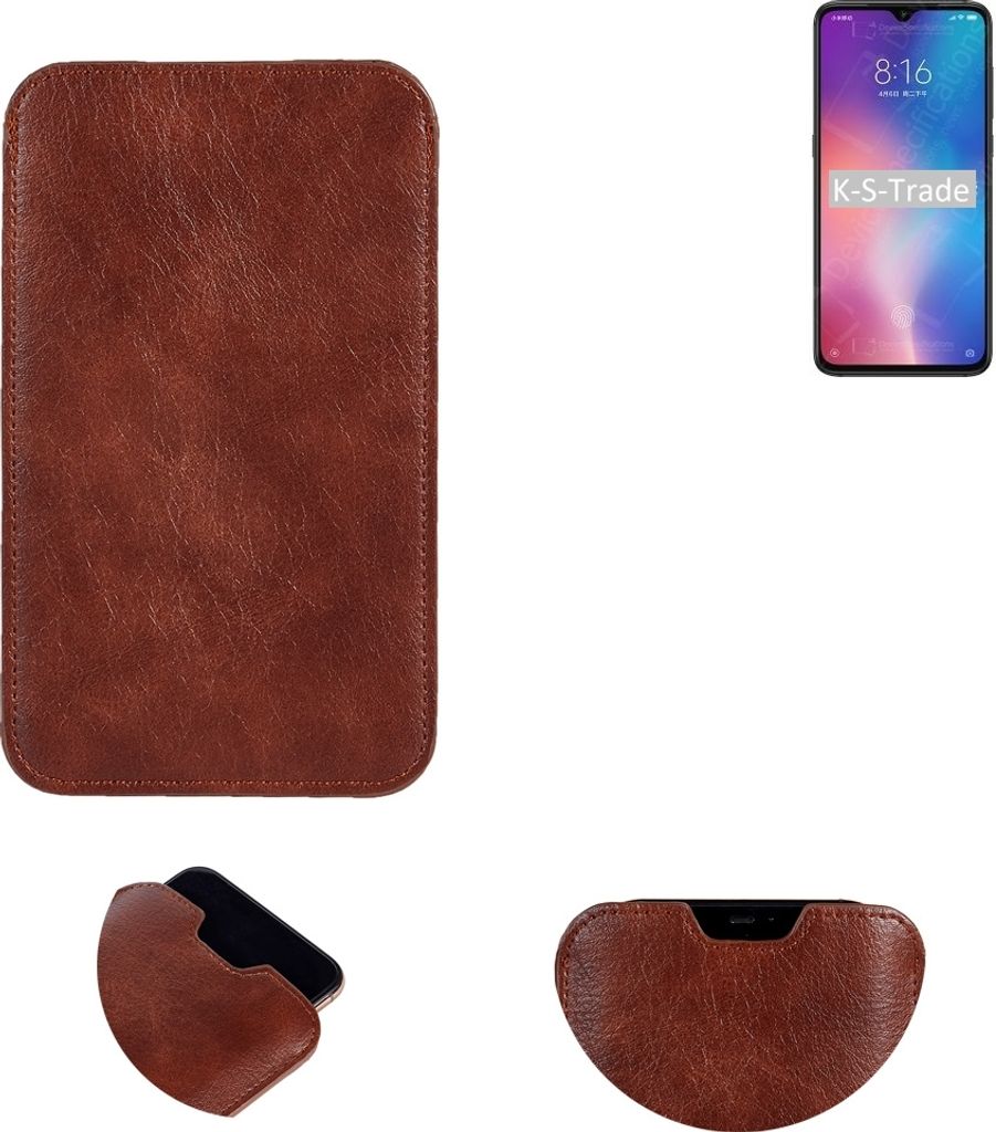K-S-Trade Schutzhülle Handyhülle kompatibel mit Xiaomi Mi 9 Transparent Edition Handytasche Kunstleder Sleeve in braun