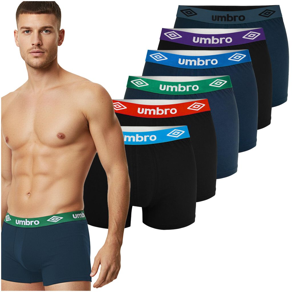 UMBRO Boxer da Uomo 6 Pezzi, Intimo in Cotone, Colori Immagine del prodotto 