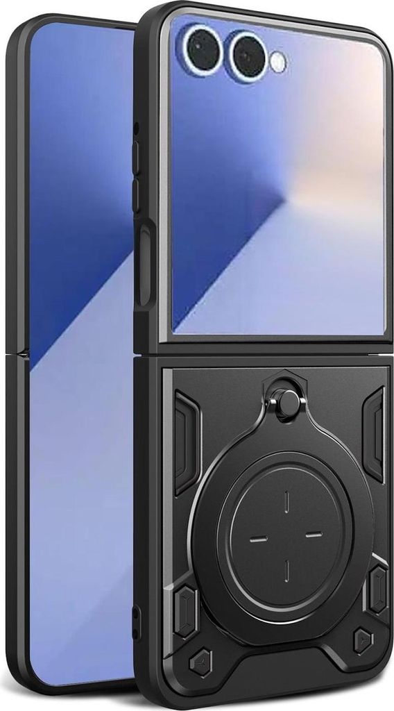 Für Samsung Galaxy Z Fold7 5G CD Textur TPU / PC Hybrid Ringhalter Hülle Schwarz