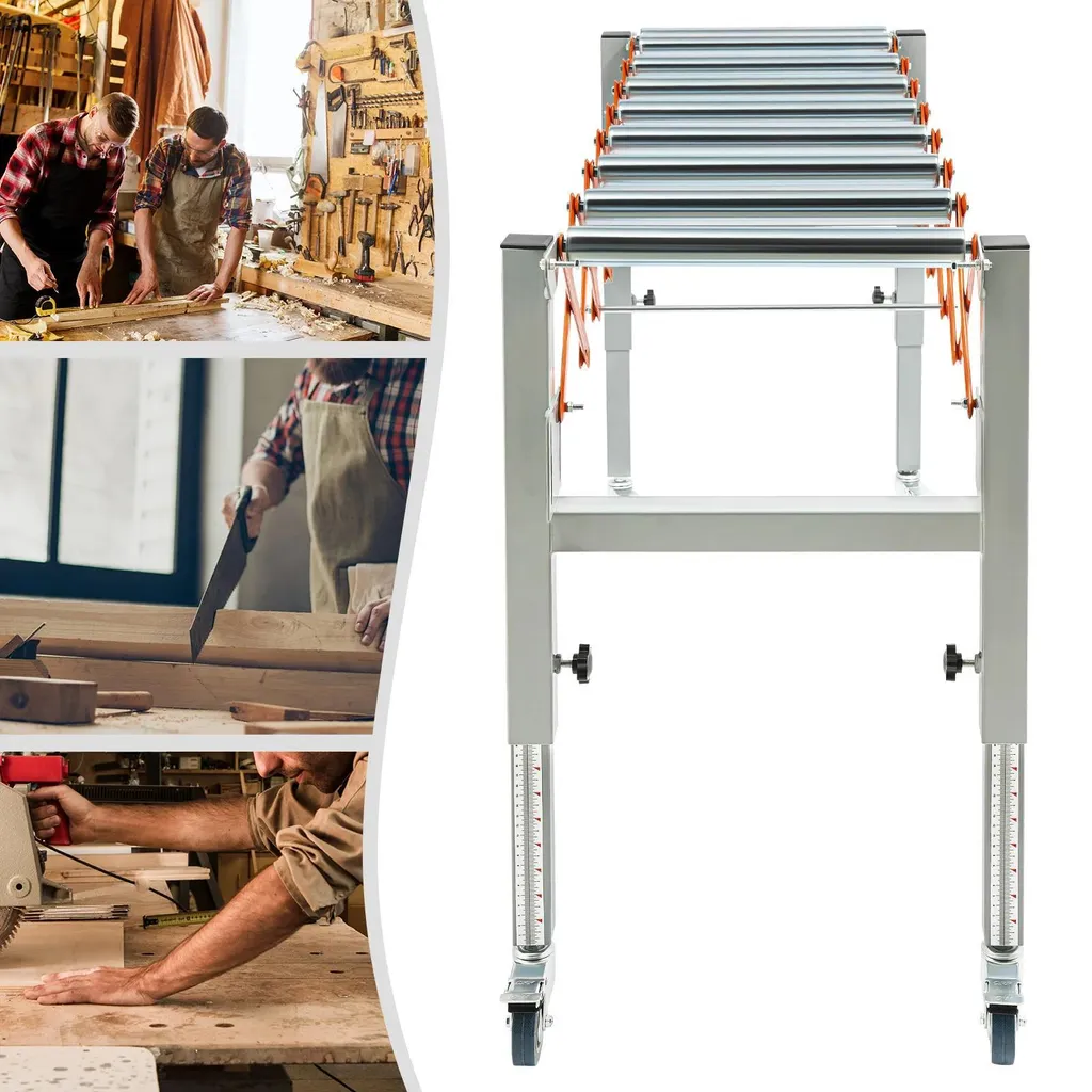 Support de sortie pour rabotage - Table mobile ajustable de 46 à 130cm - 2