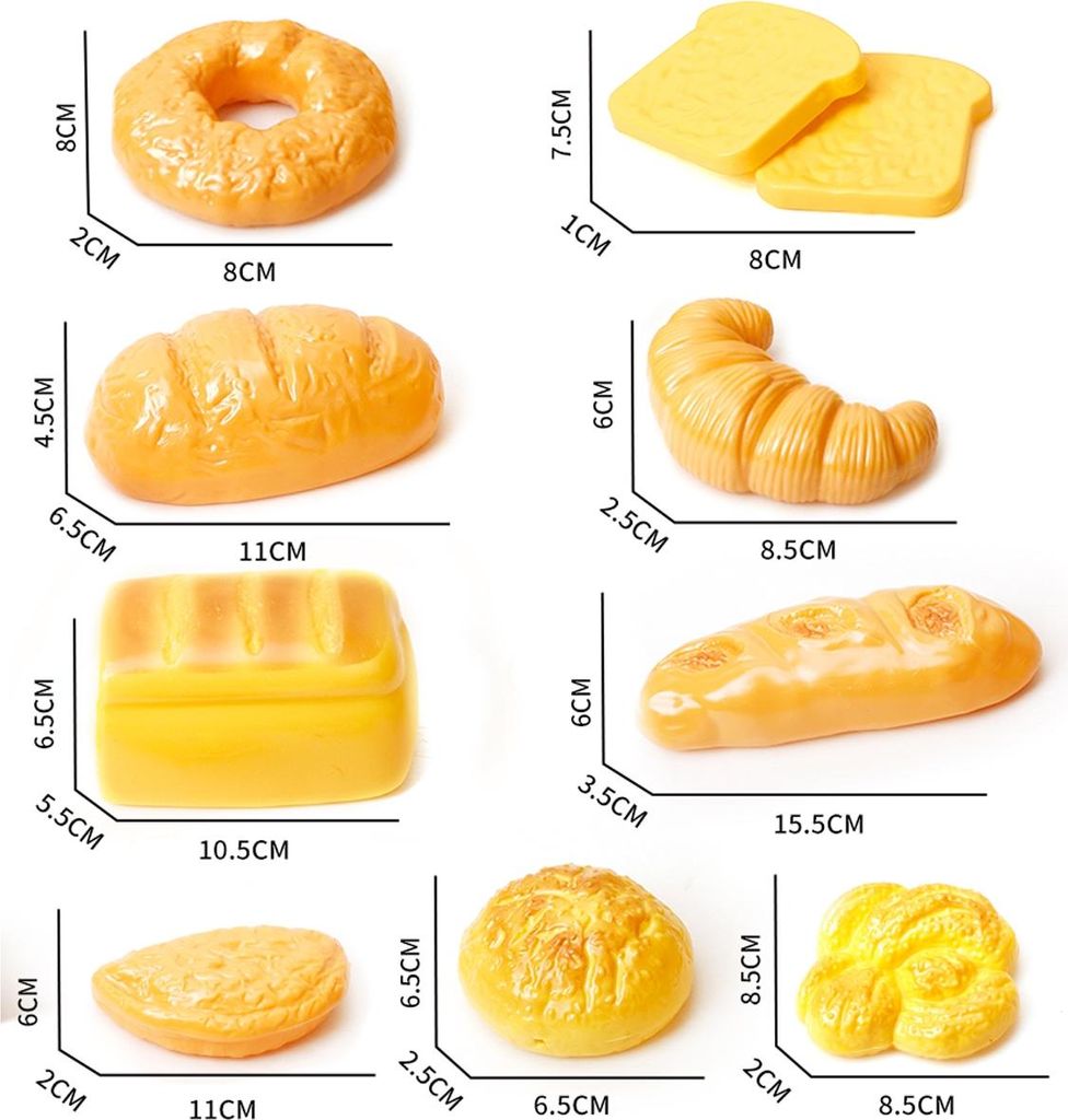Spielzeug-Bäckerei-Set mit täuschend echten Gebäckstücken, verschiedene Sorten für Kinderküche