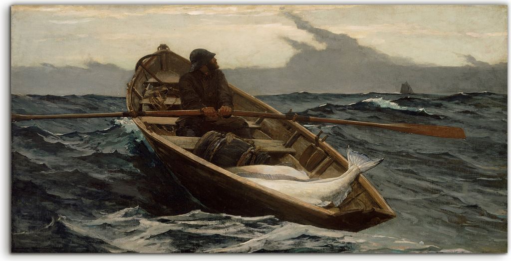 Coloray Glasbild 140x70 Wandbild Glasbilder Fischer Winslow Homer Die Nebelwarnung