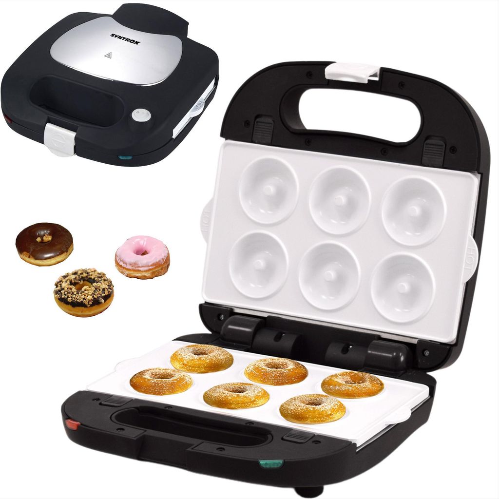 Syntrox Germany Donut Maker 1500W Keramik Wechselplatten schwarz