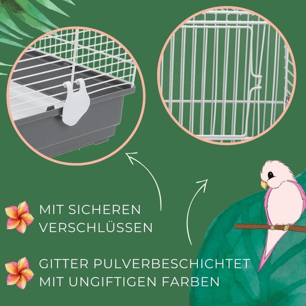 Vogelkäfig Käfig für Vögel Wellensittichkäfig Metall Produktbild 3