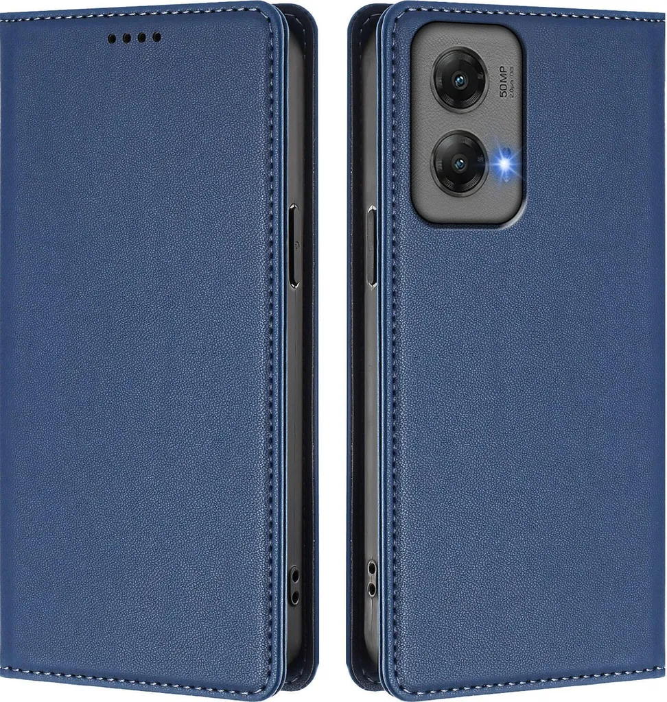 Custodia per Motorola Moto G Stylus 5G 2024, Flip Cover in Finto cuoio antiurto magnetica con supporto blu scuro