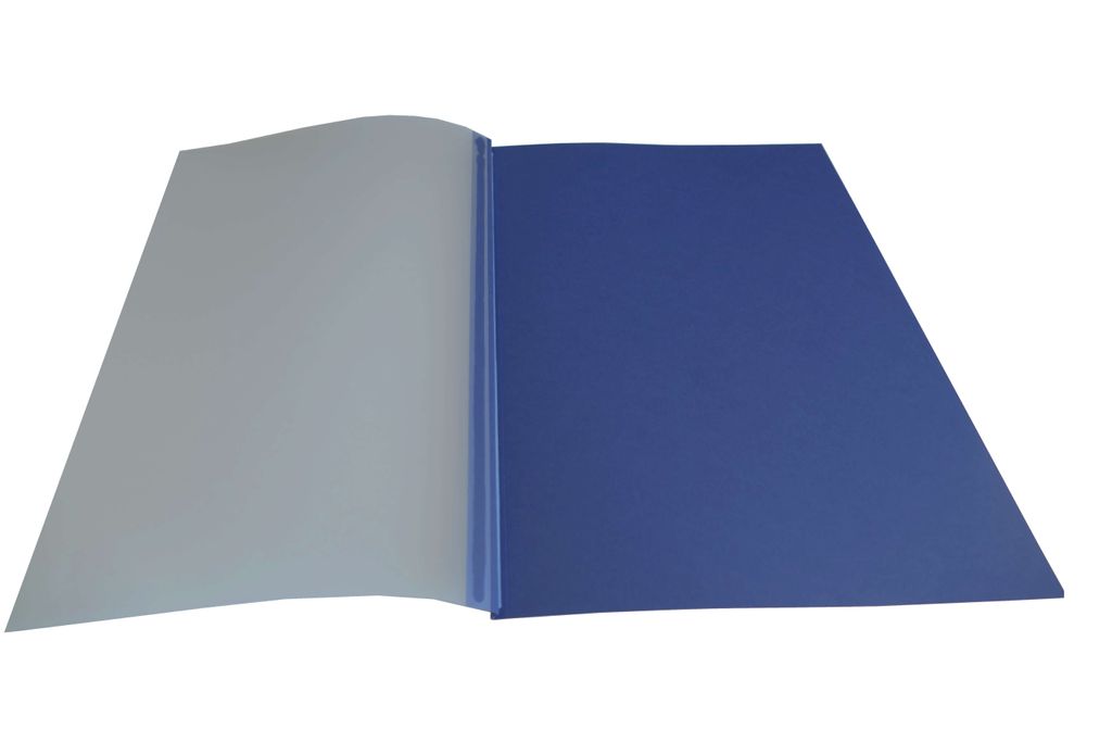 POV Premium Thermobindemappen, 270g/m², Leinenstruktur, nachtblau, glasklare Folie, 11 mm (für 101 - 110 Blatt 80g/m² Papier)