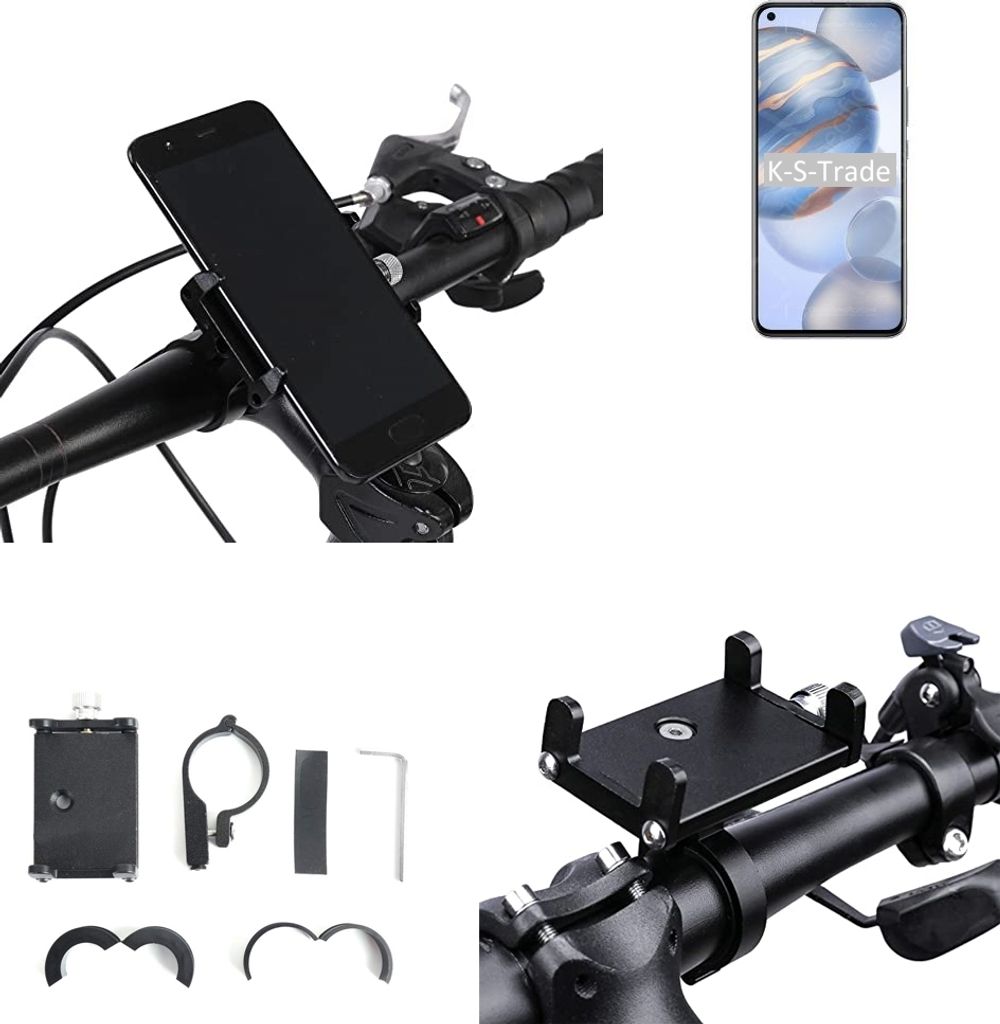 K-S-Trade Handyhalterung für das Fahrrad kompatibel mit Huawei Honor 30 Halter Lenkstange Fahrradhalterung Motorrad Bike Mount Befestigung Smartphone