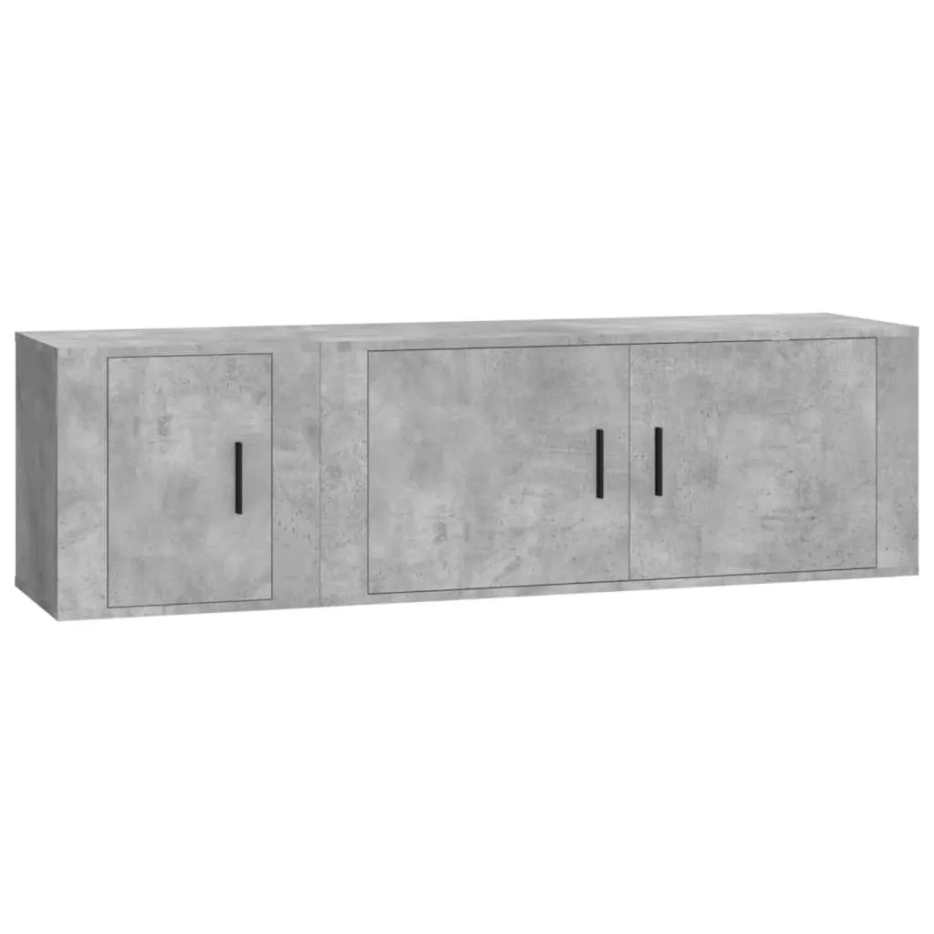 SYFAX Mobili TV Grigio Cemento - Set 2 Pezzi in Multistrato