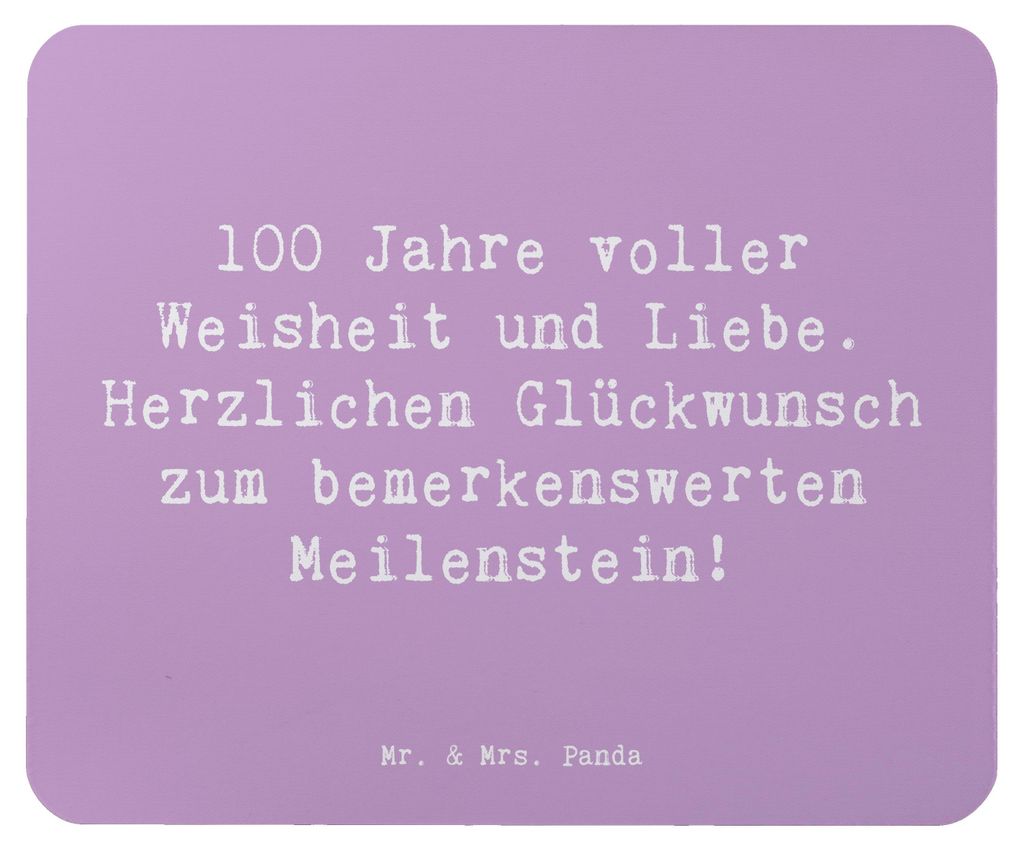 Mr. & Mrs. Panda Mouse Pad Spruch 100. Geburtstag - Lavendeltraum - Geschenk, Happy Birthday, computermatte, Lebensweisheit, bemerkenswerter Meilen...