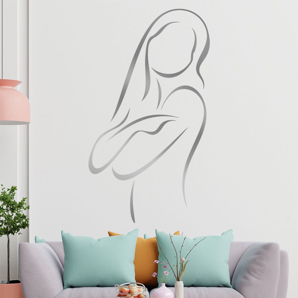 Frau sich umarmend - Linien Wandtattoo in 6 Größen - Wandaufkleber Wall Sticker - Dekoration, Küche, Wohnzimmer, Schlafzimmer, Badezimmer