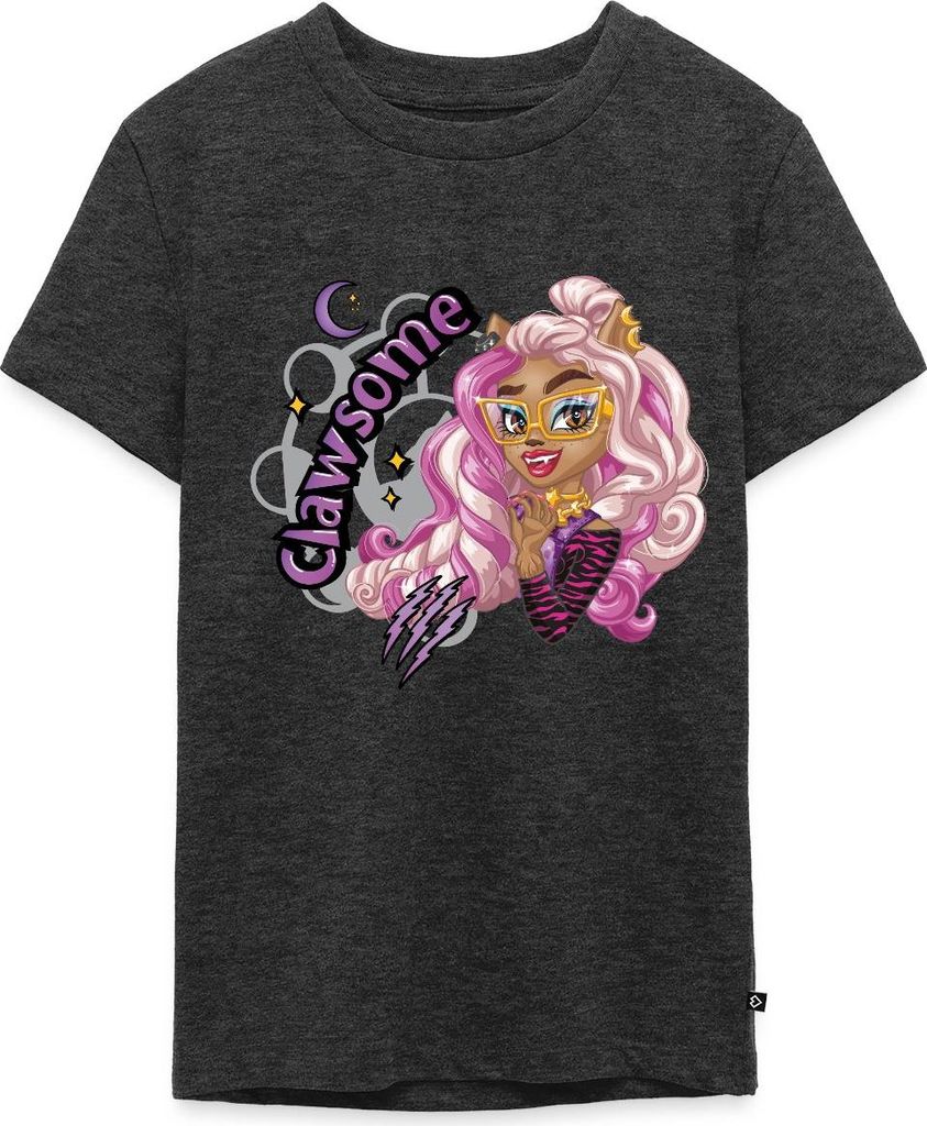 Spreadshirt Monster High Clawdene Wolf Clawsome Teenager Premium T-Shirt, 146/152 (10 Jahre), Anthrazit meliert