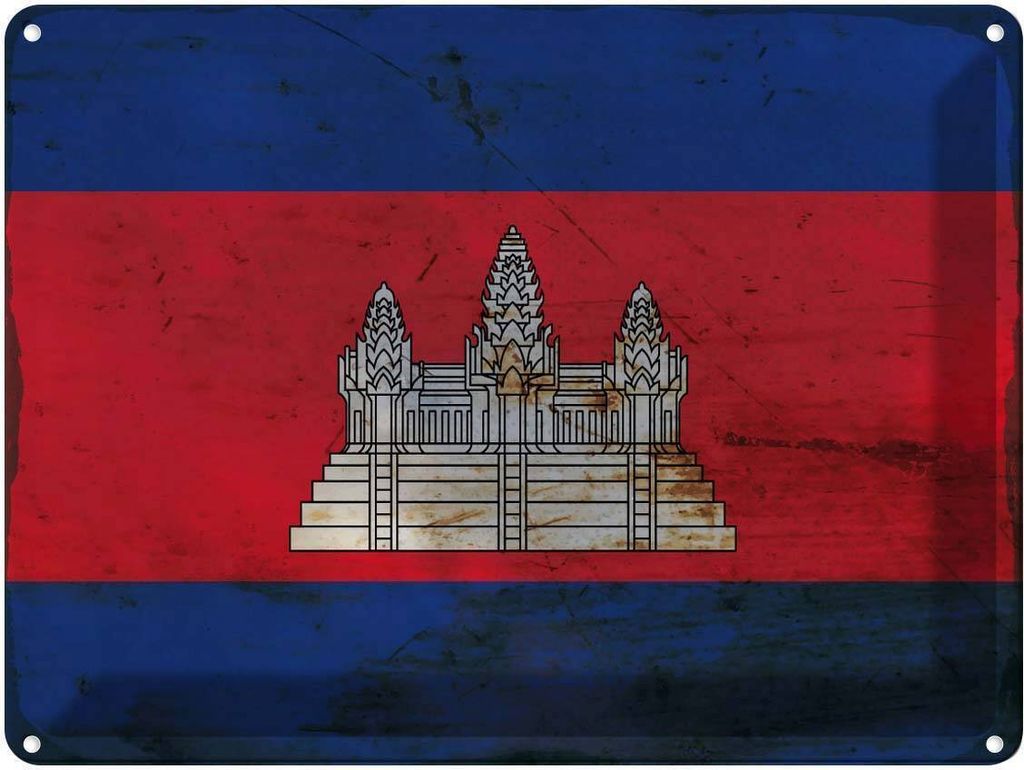 vianmo Blechschild 30x40 cm Kambodscha Cambodia Flagge Fahne Wappen