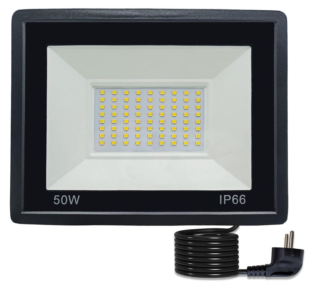 LED-Flutlicht 50W, kaltweiß, IP66, 4250 Lumen, 72 LEDs, 120°