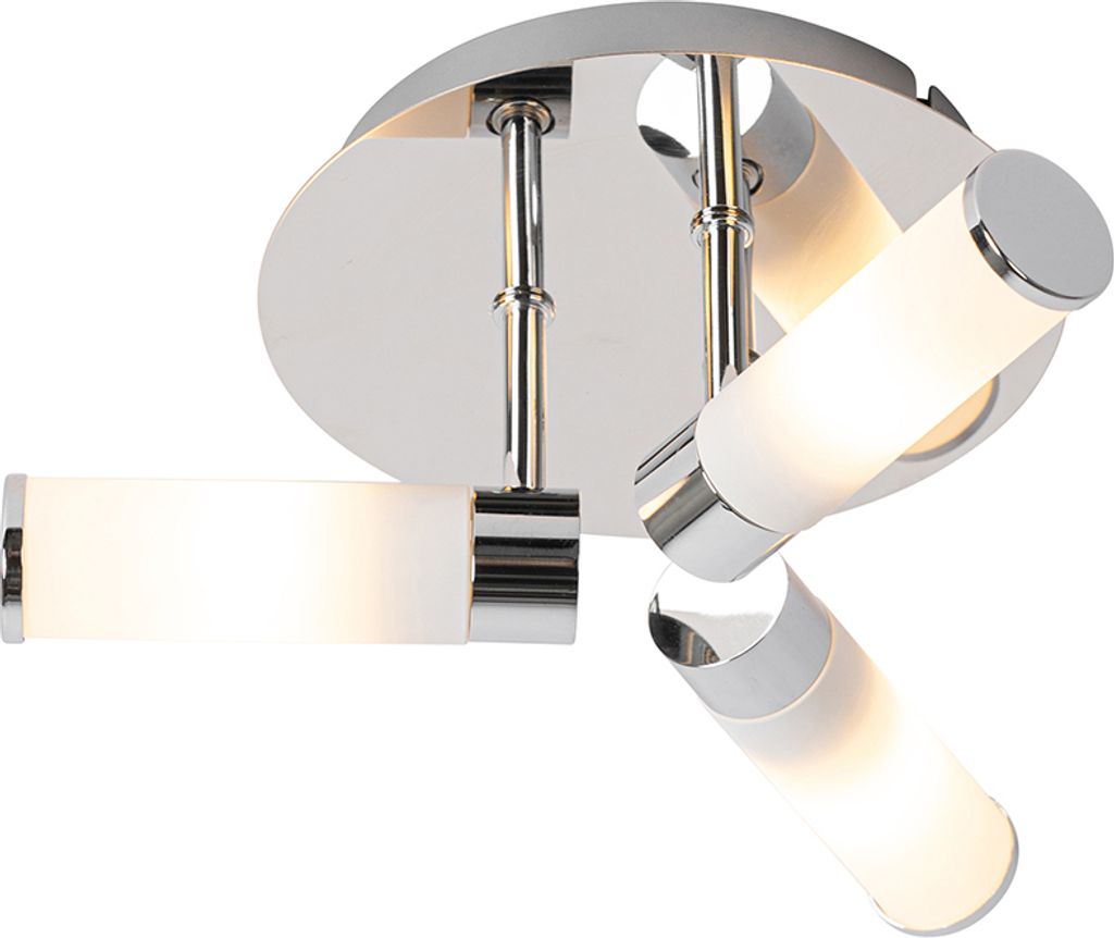 QAZQA - Moderne Bad I Badezimmer-Außen Deckenleuchte I Deckenlampe I Lampe I Leuchte Chrom 3-flammig IP44 - Bath I Außenbeleuchtung - Stahl Rund ...