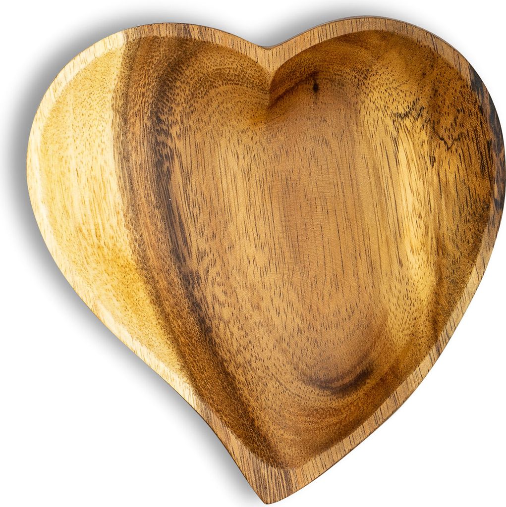 Holzschale Akazie 15cm Herz Design Snackschale Schale Obstschale Dekoschale