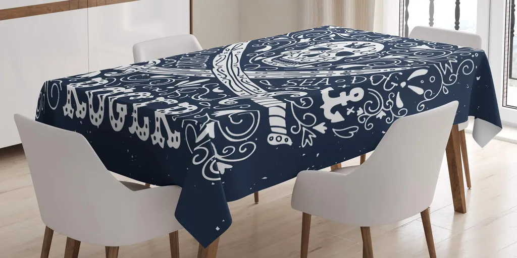 ABAKUHAUS Blu Nautical Tovaglia, Faro e Corde, Rettangolare per Sala da