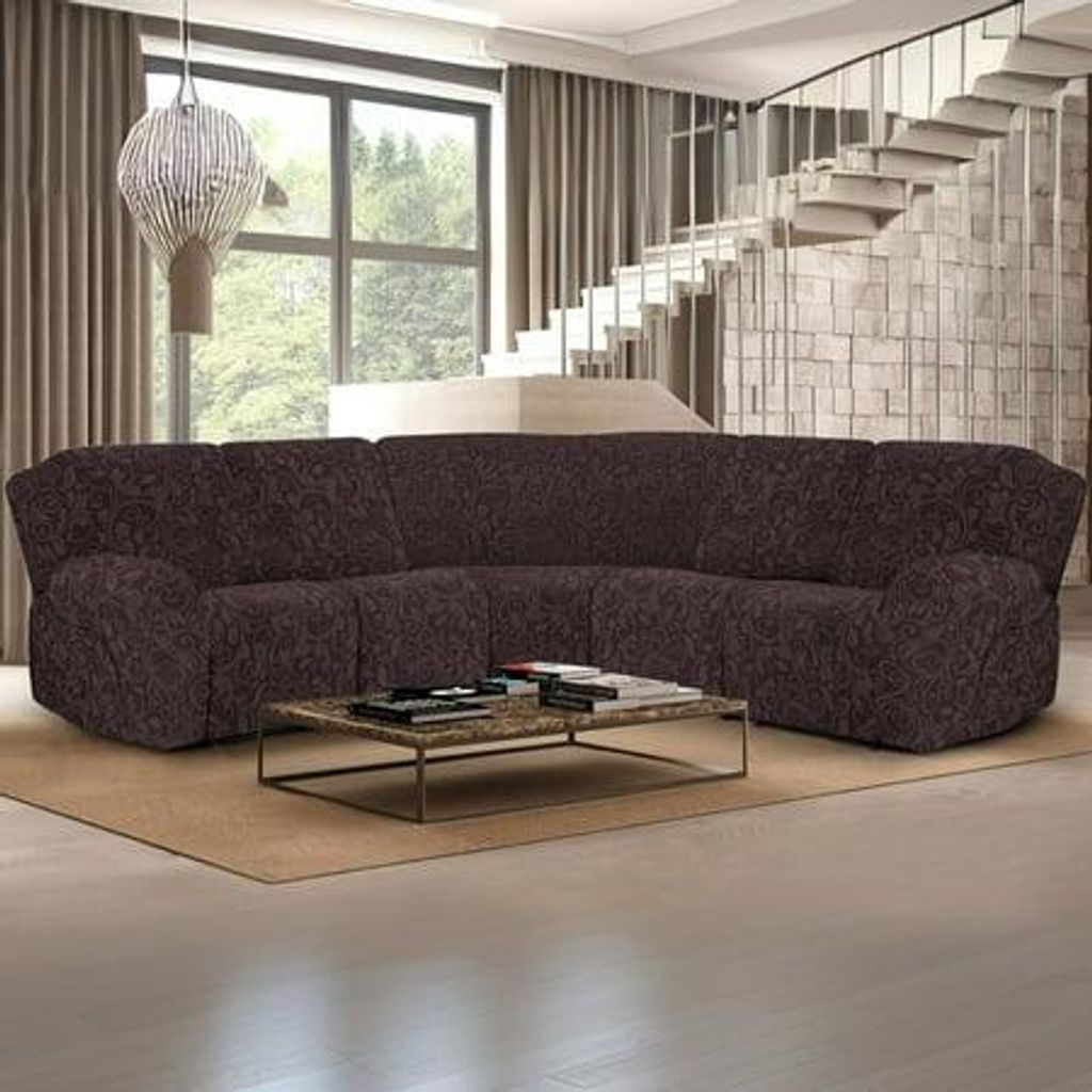 7-Teilige Ruhesessel Bezüge, Stretch Jacquard 5-Sitzer-Ecksofa Relaxsessel Bezüge, Sofabezug Ecksofa L Form Sofa Überzug Universal Couchbezug, D...