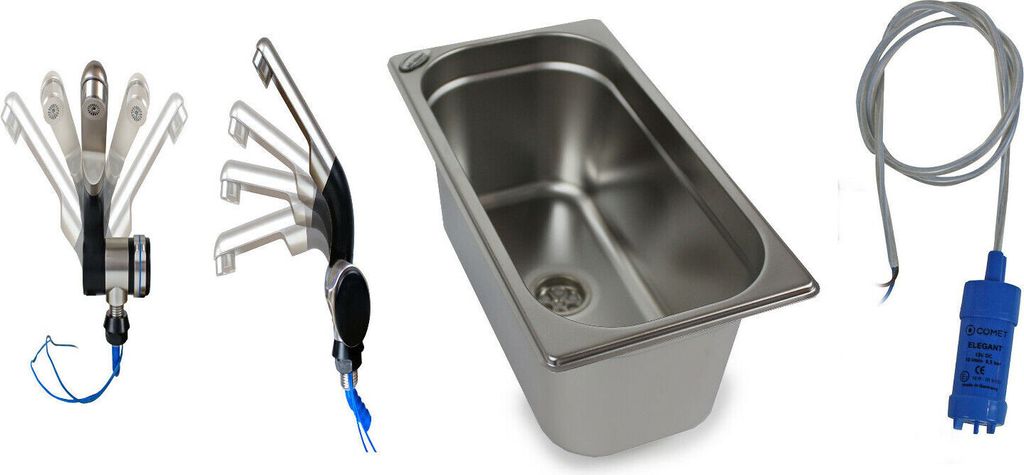 Evier inox 325x176x150mm Camping lavabo+robinet pompe T4 T5 Image du produit 