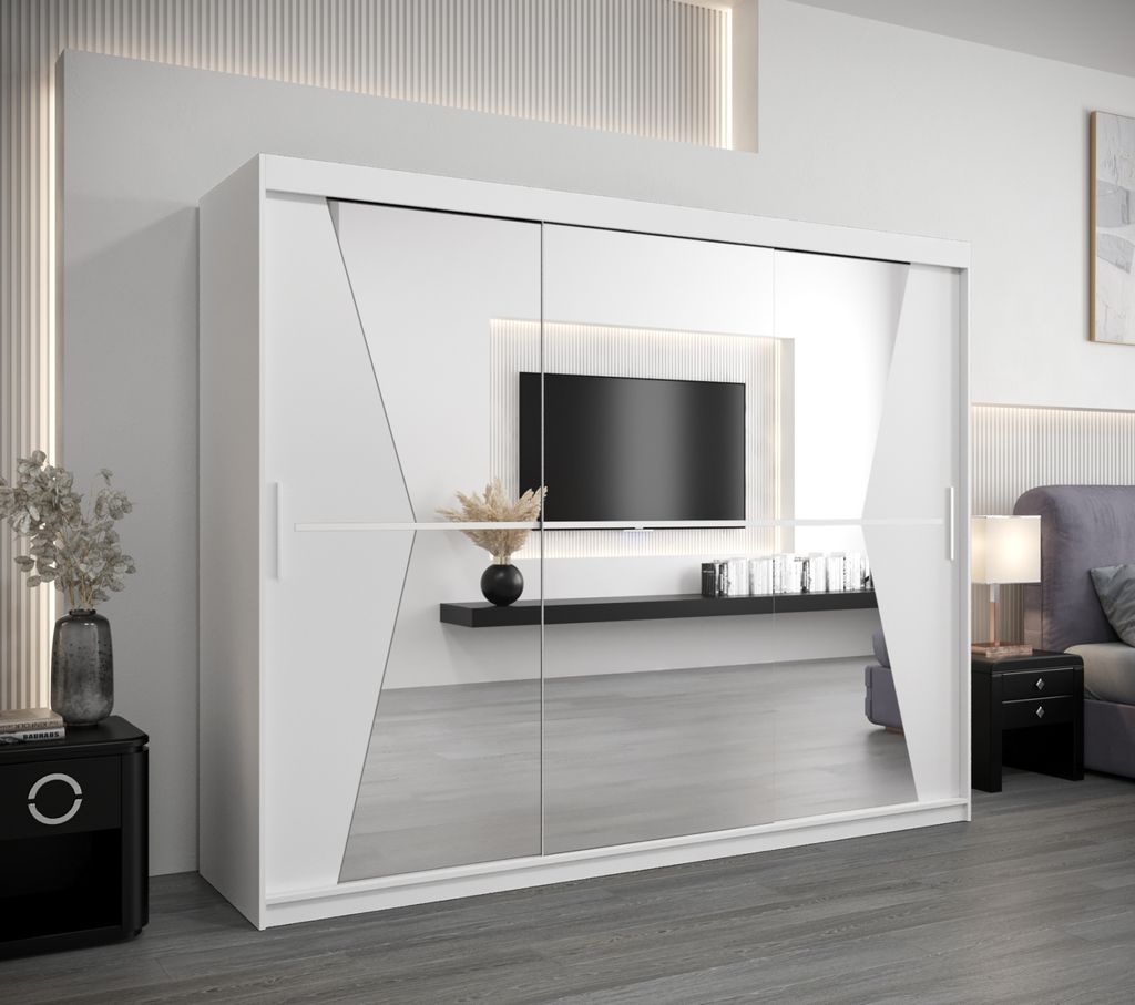 Schwebetürenschrank MILANA – Breite 250 cm, Weiß