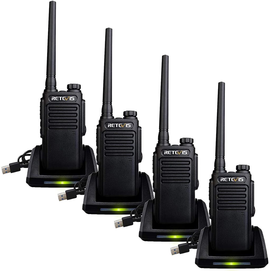 Retevis RT647 Walkie Talkie, PMR446 Funkgeräte set, IP67 Wasserdicht mit USB-Ladegerät für Schule, Sicherheit, Baustelle(Schwarz, 4 Stück)