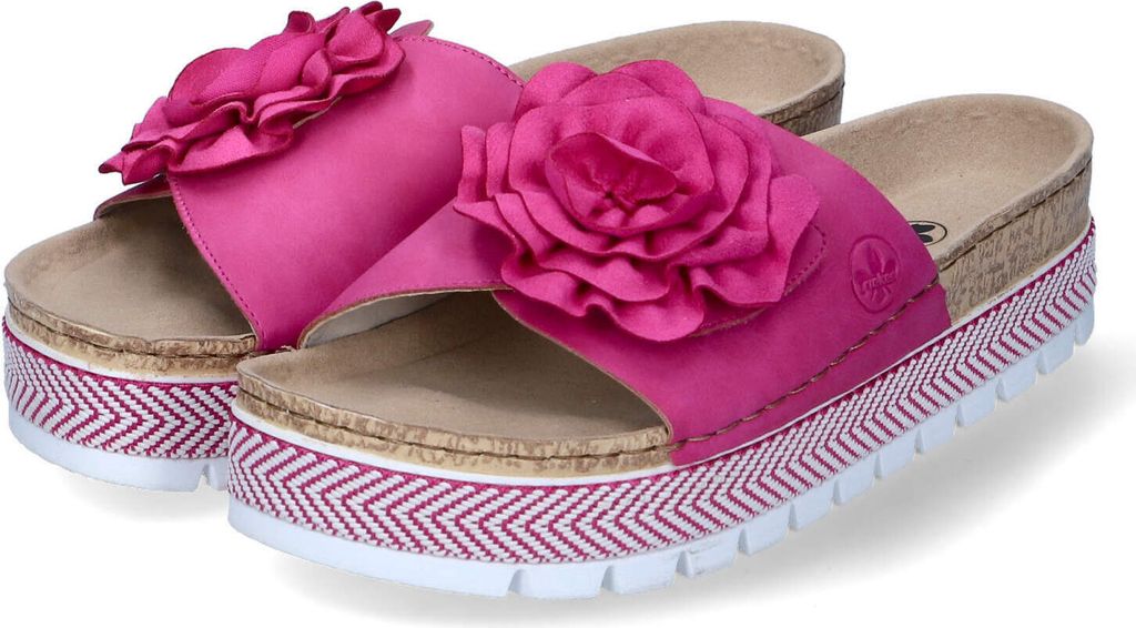Rieker Damen Pantoletten Pink Textil-Synthetik-Mix Größe: Produktbild 