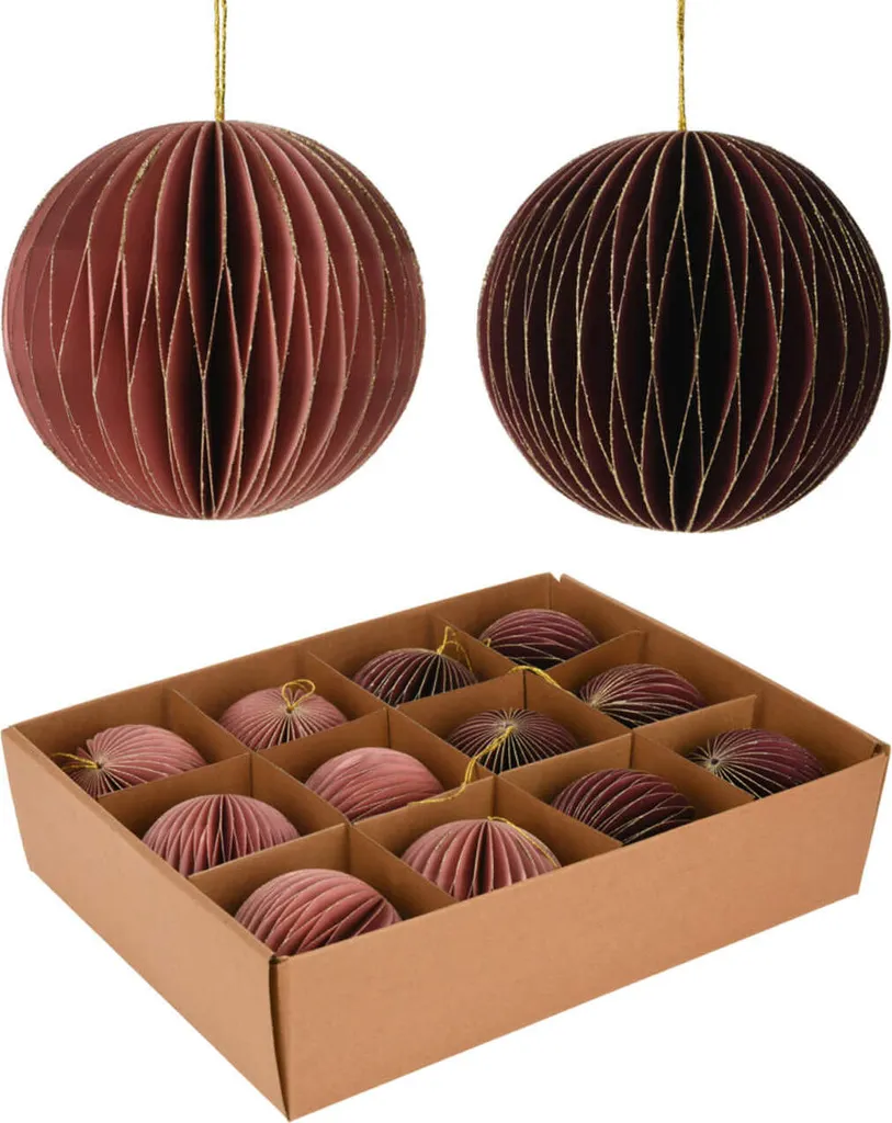 Décorations de Noël en papier plié bicolore Rebecca Mobili lot de 12