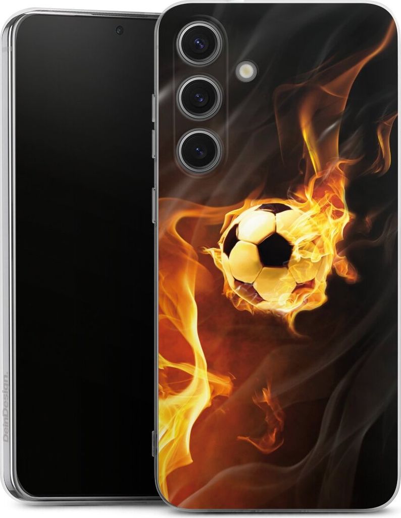 DeinDesign Handyhülle für Samsung Galaxy S25+ Silikon Hülle Case Smartphone Schutzhülle Ball Feuer Fußball