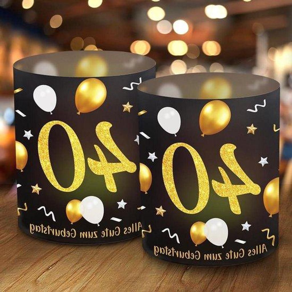 40-Jahre-Tischdekoration - Schwarz Gold - Schön - Geeignet für Teelichter oder Kerzen - Glückwunsch 40. Geburtstag - Tischdekoration mit 40-Jahr...