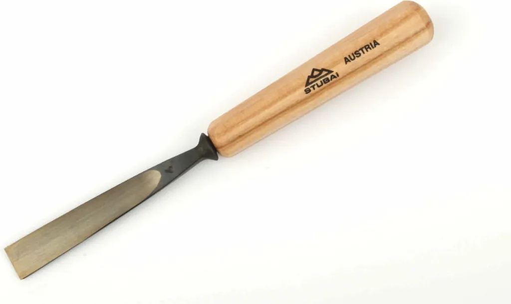 Scalpello STUBAI Serie 52 - Forma 48 | Scalpello piatto diritto 18 mm, con manico in legno, per preforo, per lavori di battuta, sgrossatura, rosette, per lavorazioni precise del legno