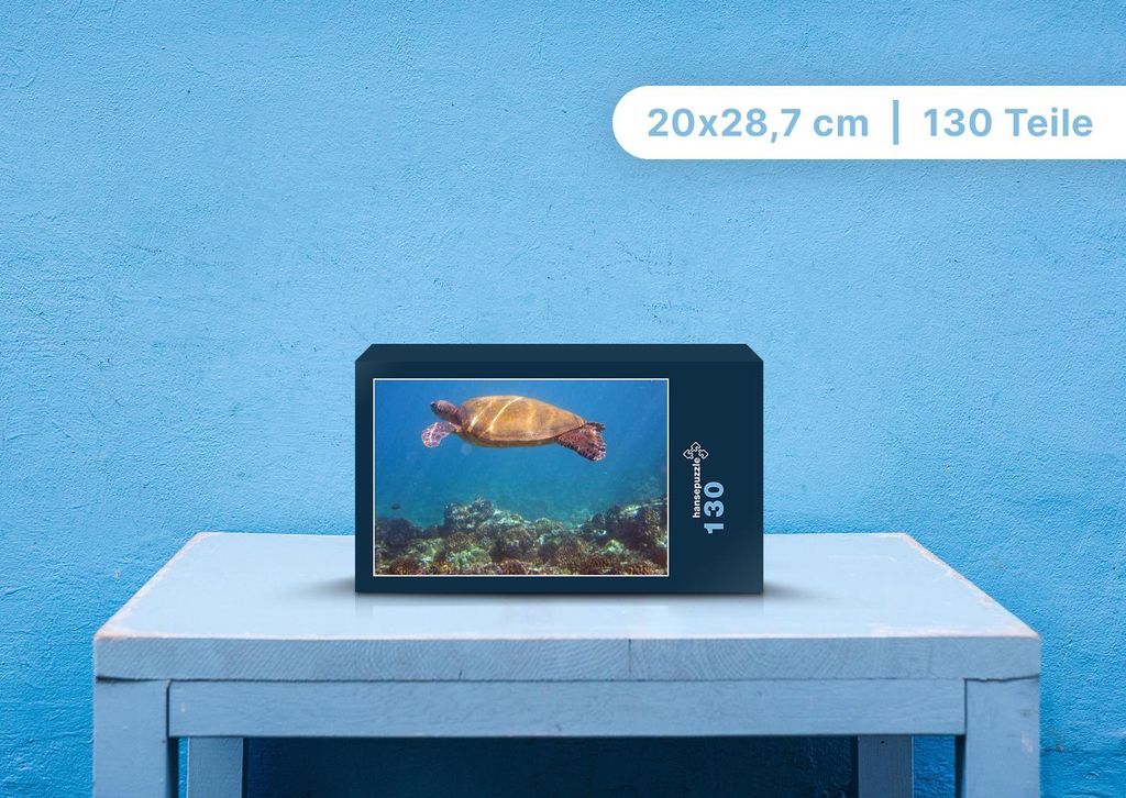hansepuzzle 102686 - Meeresschildkröte Puzzle, 130 Teile, Tierwelt, 28,7 x 20,0cm mit hochwertiger Aufbewahrung, Kartonbox & Beutel