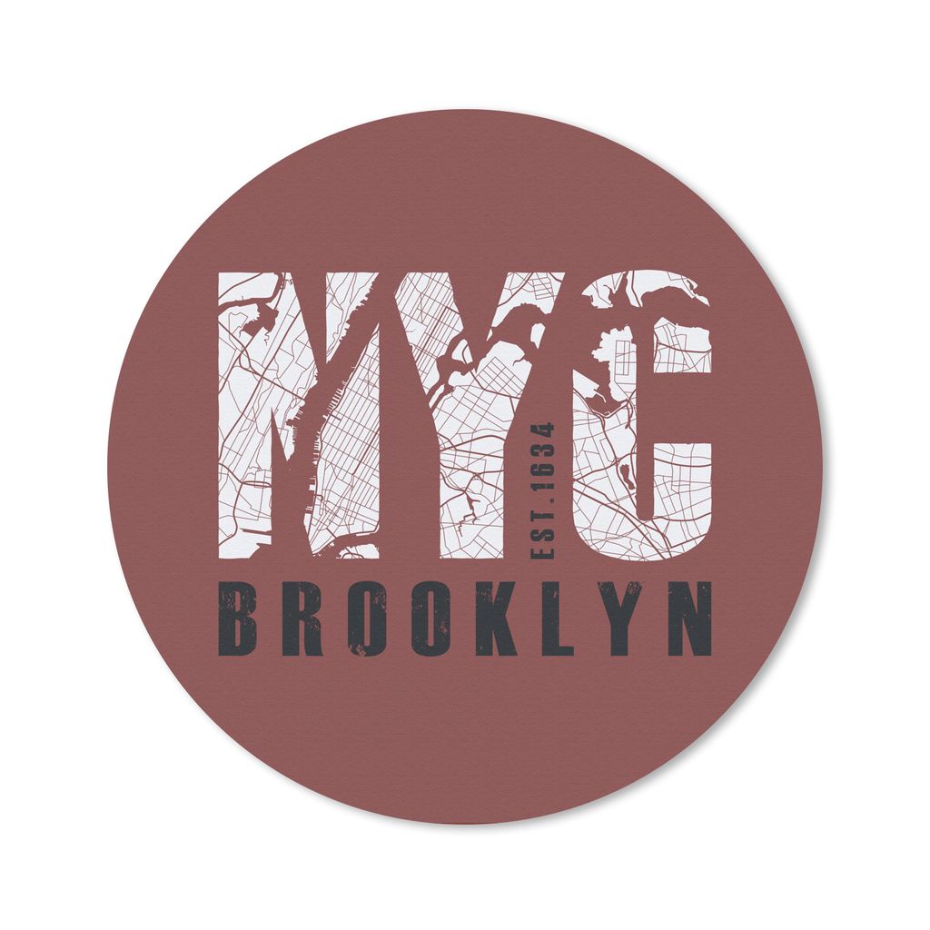 MuchoWow Mauspad Mousepad New York - Rot - Karte 20x20 cm - Mousepads - Maus Mat - Pad - Mausunterlage - Schreibtischmatte