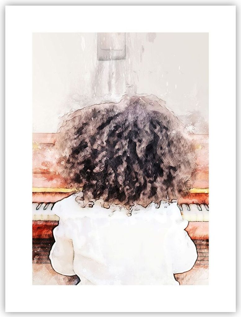 Poster - Poster ohne Rahmen - Kind Klavier Aquarell - 30x40 Produktbild 