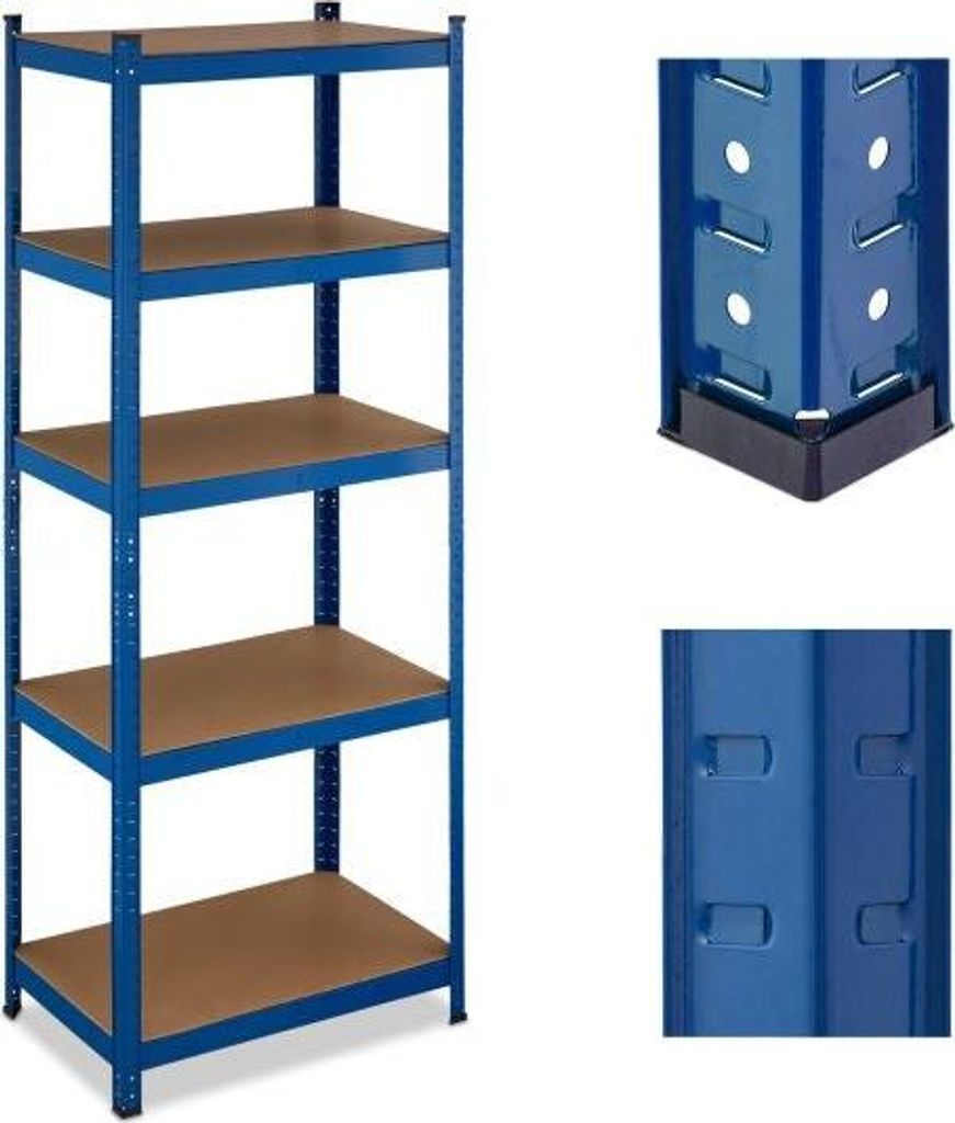 Blaues Regal für hohe Belastung 5 Ebenen