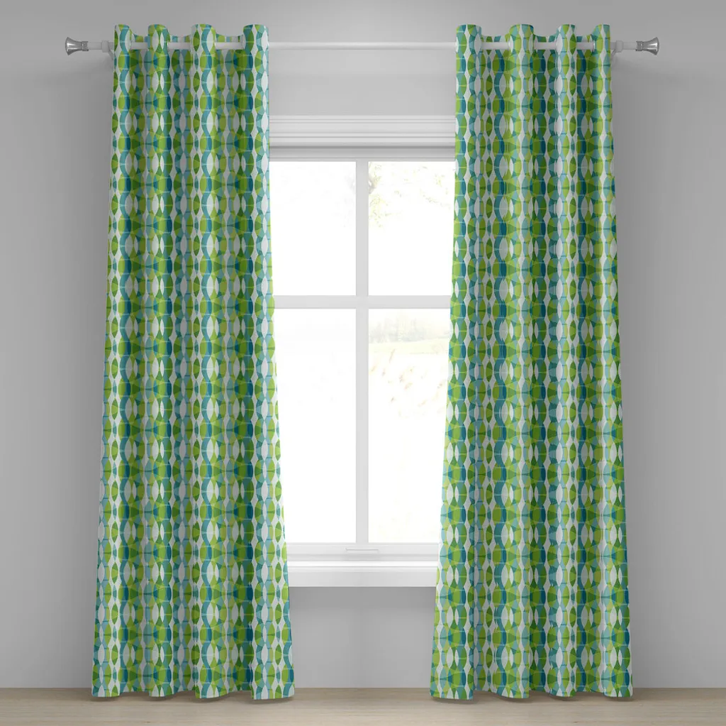 Rideaux salon 280x245 cm pour décoration moderne vert et turquoise