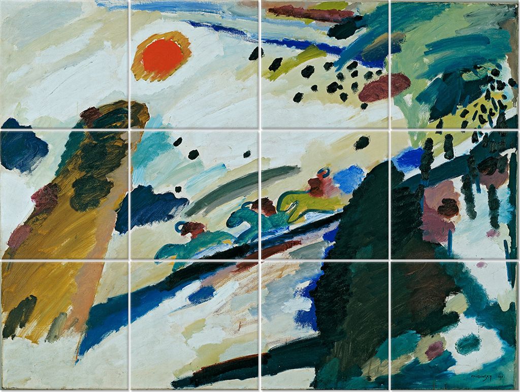 Legendarte - Multipanel Bilder Romantische Landschaft - Wassily Kandinsky cm. 150x200 (12 Stück)