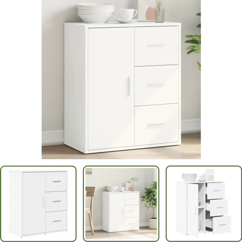 The Living Store Madia bianca 60x31x70 cm Materiale a base di legno
