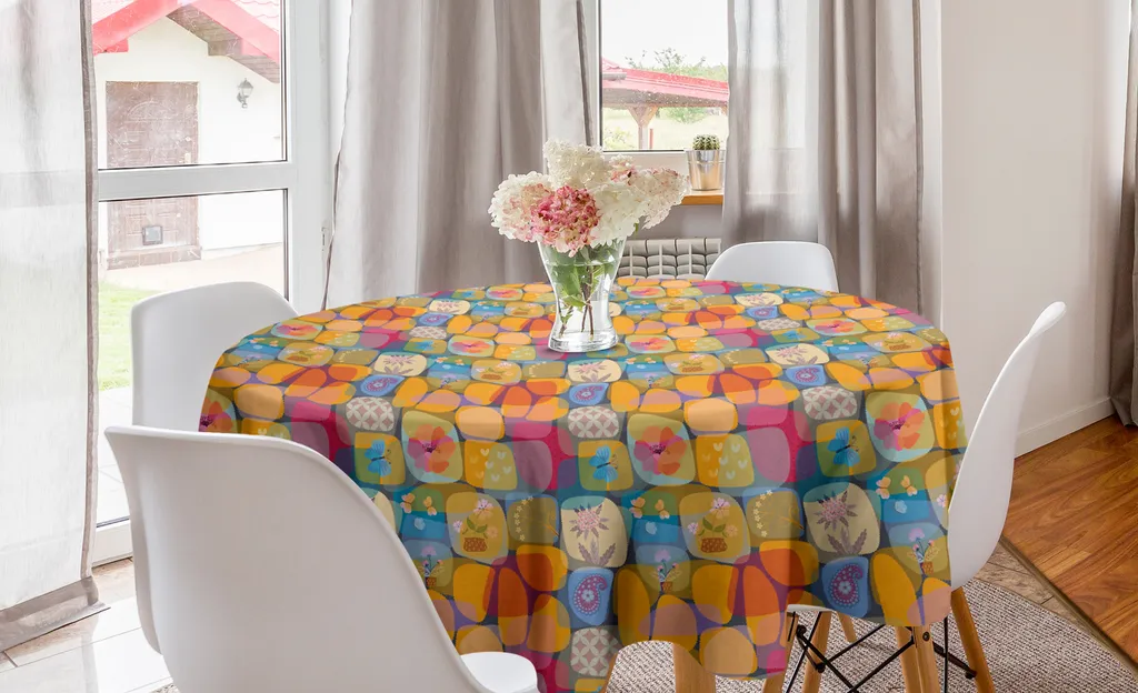 Tovaglia Multicolore Geometrica Rotonda 150 cm - Abakuhaus Modern